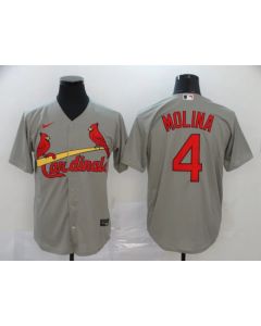 Men's St. Louis Cardinals #4 Yadier Molina Grey Cool Base Stitched MLB Jersey