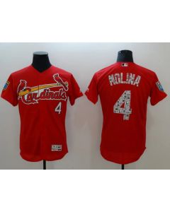 Men's St. Louis Cardinals #4 Yadier Molina Red 2018 Spring Training Flexbase Stitched MLB Jersey