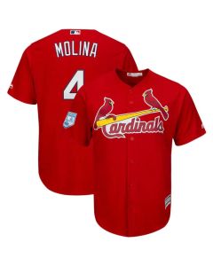 Men's St. Louis Cardinals #4 Yadier Molina Red 2019 Spring Training Cool Base Stitched MLB Jersey