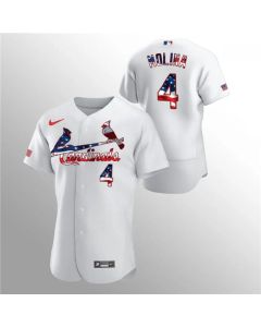 Men's St. Louis Cardinals #4 Yadier Molina White 2020 Stars & Stripes Flex Base Stitched Jersey