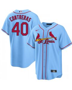Men's St. Louis Cardinals #40 Willson Contreras Blue Cool Base Stitched Jersey