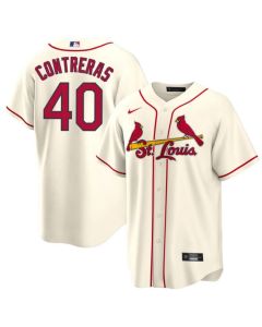 Men's St. Louis Cardinals #40 Willson Contreras Cream Cool Base Stitched Jersey