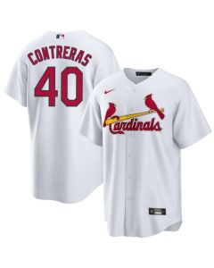 Men's St. Louis Cardinals #40 Willson Contreras White Cool Base Stitched Jersey