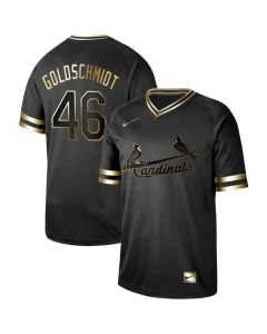 Men's St. Louis Cardinals #46 Paul Goldschmidt Black Gold Stitched MLB Jersey
