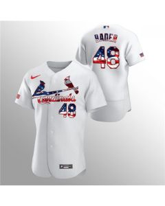 Men's St. Louis Cardinals #48 Harrison Bader White 2020 Stars & Stripes Flex Base Stitched Jersey