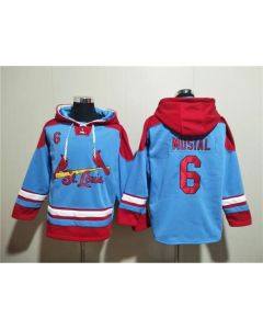 Men's St.Louis Cardinals #6 Stan Musial Blue Ageless Must-Have Lace-Up Pullover Hoodie