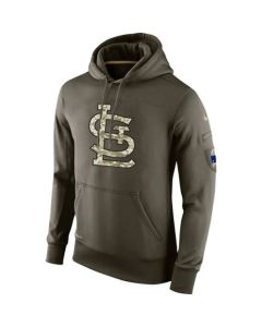 Men's St.Louis Cardinals Olive Salute To Service KO Performance Hoodie