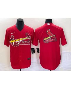 Men's St. Louis Cardinals Red Big Team Logo in Back Cool Base Stitched Jersey