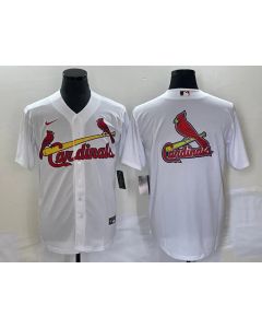 Men's St. Louis Cardinals White Big Team Logo in Back Cool Base Stitched Jersey