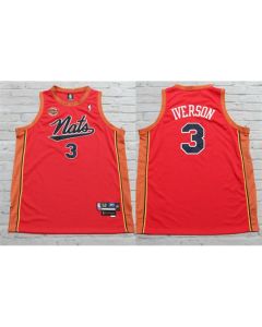 Men's Syracuse Orange #3 Allen Iverson Red Stitched Basketball Jersey