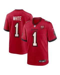 Men's Tampa Bay Buccaneers #1 Rachaad White Red 50th Anniversary Game Jersey (Red White)