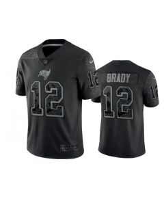 Men's Tampa Bay Buccaneers #12 Tom Brady Black Reflective Limited Stitched Jersey
