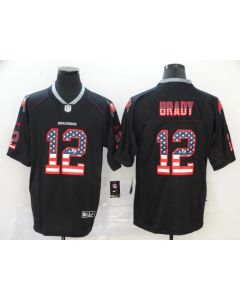 Men's Tampa Bay Buccaneers #12 Tom Brady Black USA Flag Fashion Color Rush NFL Jersey