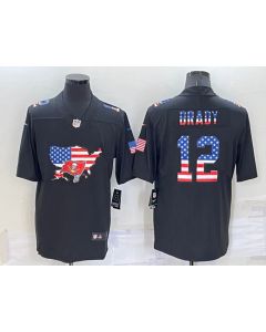 Men's Tampa Bay Buccaneers #12 Tom Brady Black USA Flag Limited Stitched Jersey