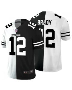 Men's Tampa Bay Buccaneers #12 Tom Brady Black & White Split Limited Stitched Jersey