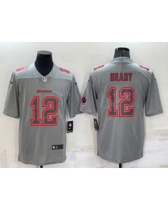 Men's Tampa Bay Buccaneers #12 Tom Brady Grey With Patch Atmosphere Fashion Stitched Jersey