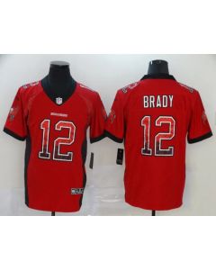 Men's Tampa Bay Buccaneers #12 Tom Brady Red Drift Fashion Color Rush Stitched Jersey
