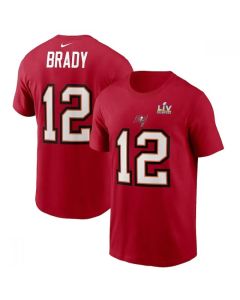 Men's Tampa Bay Buccaneers #12 Tom Brady Red Super Bowl LV NFL T-Shirt