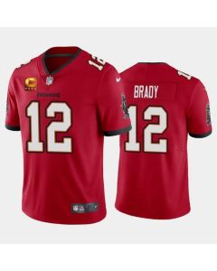 Men's Tampa Bay Buccaneers #12 Tom Brady Red With C Patch Vapor Untouchable Limited Stitched Jersey