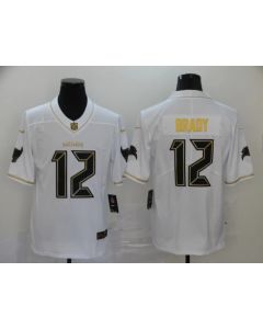 Men's Tampa Bay Buccaneers #12 Tom Brady White Golden Stitched NFL Jersey