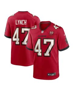 Men's Tampa Bay Buccaneers #47 John Lynch Red 50th Anniversary Game Jersey (Red)