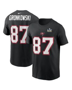 Men's Tampa Bay Buccaneers #87 Rob Gronkowski Black Super Bowl LV NFL T-Shirt