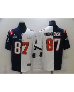 Men's Tampa Bay Buccaneers #87 Rob Gronkowski White Navy Super Bowl Split GOAT Stitched Jersey