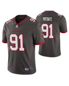 Men's Tampa Bay Buccaneers #91 Benning Potoa'e Grey Vapor Untouchable Limited Stitched Jersey