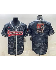 Men's Tampa Bay Buccaneers Grey Camo Team Big Logo With Patch Cool Base Stitched Baseball Jersey