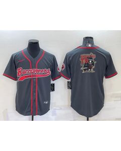 Men's Tampa Bay Buccaneers Grey Team Big Logo With Patch Cool Base Stitched Baseball Jersey (Grey)