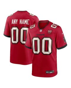 Men's Tampa Bay Buccaneers Red 50th Anniversary Custom Game Jersey (Red)