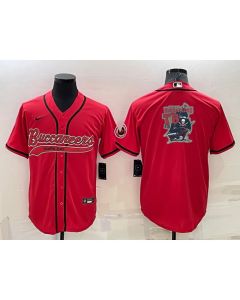 Men's Tampa Bay Buccaneers Red Team Big Logo With Patch Cool Base Stitched Baseball Jersey