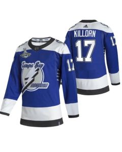 Men's Tampa Bay Lightning #17 Alex Killorn 2021 Blue Stanley Cup Champions Reverse Retro Stitched Jersey