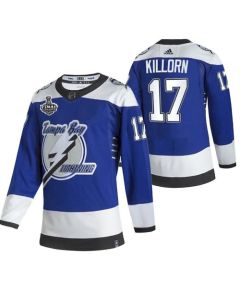Men's Tampa Bay Lightning #17 Alex Killorn 2021 Blue Stanley Cup Final Bound Reverse Retro Stitched Jersey