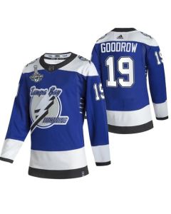 Men's Tampa Bay Lightning #19 Barclay Goodrow 2021 Blue Stanley Cup Champions Reverse Retro Stitched Jersey