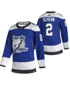 Men's Tampa Bay Lightning #2 Luke Schenn 2021 Blue Reverse Retro Stitched Jersey