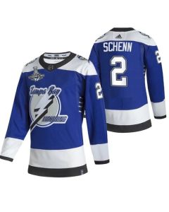 Men's Tampa Bay Lightning #2 Luke Schenn 2021 Blue Stanley Cup Champions Reverse Retro Stitched Jersey