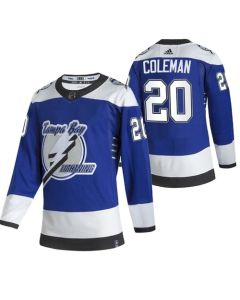 Men's Tampa Bay Lightning #20 Blake Coleman 2021 Blue Reverse Retro Stitched Jersey