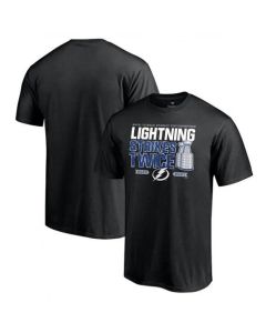 Men's Tampa Bay Lightning 2021 Black Stanley Cup Champions Lightning Strikes Twice T-Shirt