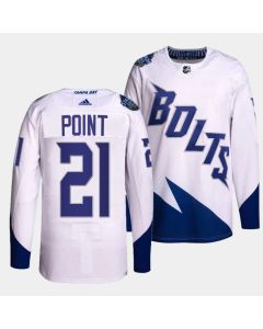 Men's Tampa Bay Lightning #21 Brayden Point 2022 White Stadium Series Stitched Jersey