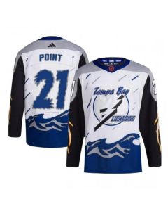 Men's Tampa Bay Lightning #21 Brayden Point White 2022-23 Reverse Retro Stitched Jersey