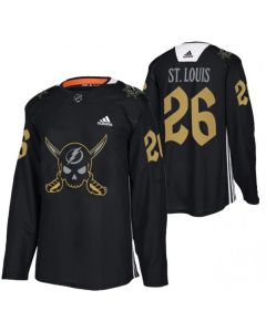 Men's Tampa Bay Lightning #26 Martin St. Louis Black Gasparilla inspired Pirate-themed Warmup Stitched Jersey