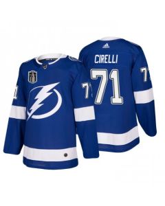 Men's Tampa Bay Lightning #71 Anthony Cirelli 2022 Blue Stanley Cup Final Patch Stitched Jersey