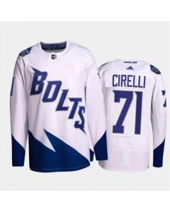 Men's Tampa Bay Lightning #71 Anthony Cirelli 2022 White Stadium Series Stitched Jersey