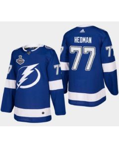 Men's Tampa Bay Lightning #77 Victor Hedman 2021 Blue Stanley Cup Final Bound Stitched Jersey
