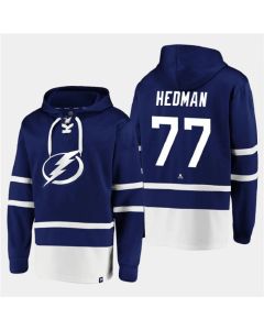 Men's Tampa Bay Lightning #77 Victor Hedman Blue All Stitched Sweatshirt Hoodie