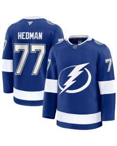 Men's Tampa Bay Lightning #77 Victor Hedman Blue Series Premium Jersey