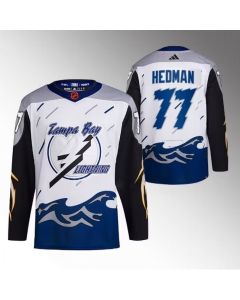 Men's Tampa Bay Lightning #77 Victor Hedman White 2022-23 Reverse Retro Stitched Jersey