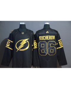 Men's Tampa Bay Lightning #86 Nikita Kucherov Black Golden Stitched NHL Jersey