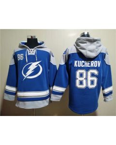Men's Tampa Bay Lightning #86 Nikita Kucherov Blue Ageless Must-Have Lace-Up Pullover Hoodie